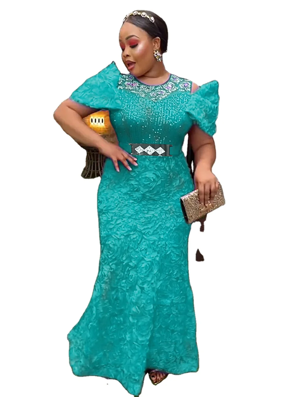2024 African Clothes Plus Size Evening Dresses for Women African Luxury Sequin Elegant Wedding Party Long Dress Ankara Clothing