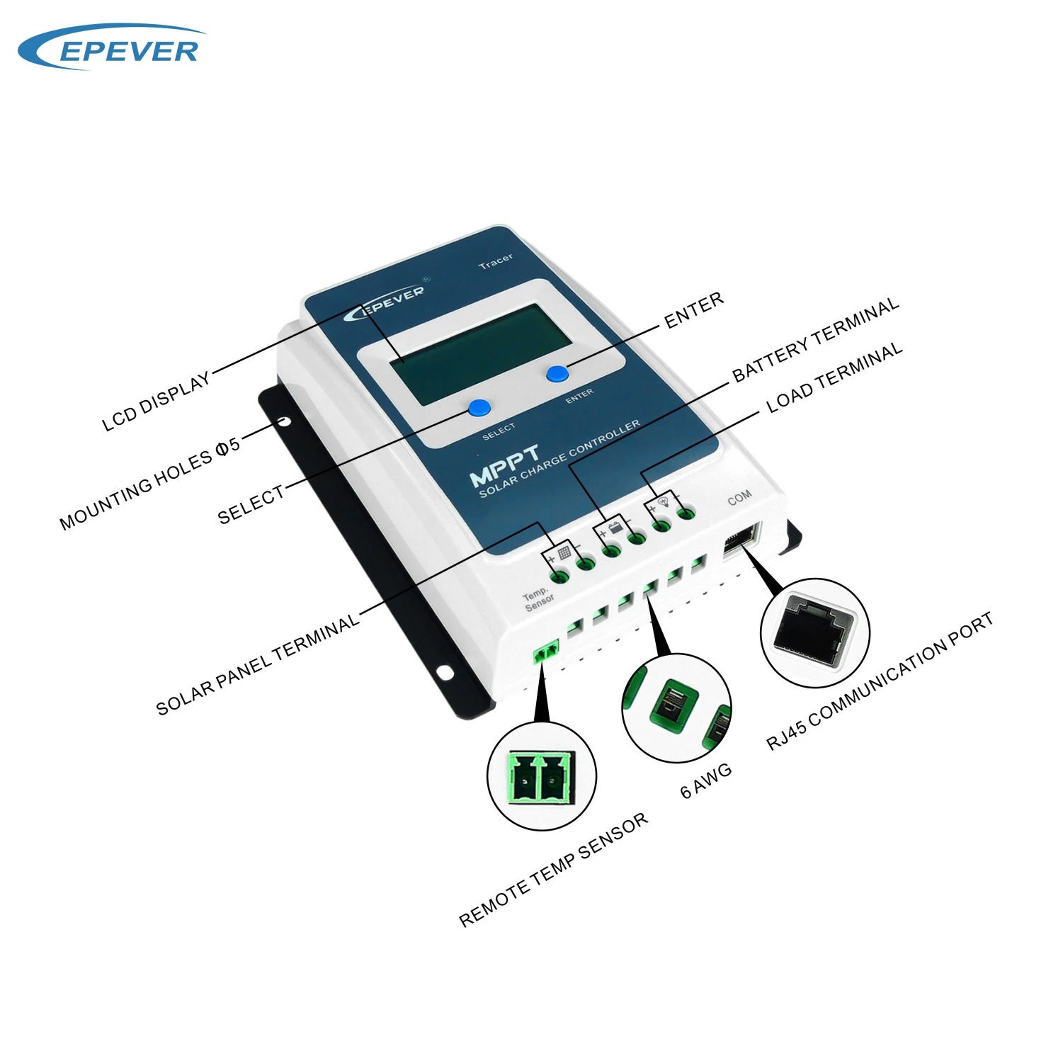 Epever off the grid Solar Tracking Storage Control Solar Charge Controller 12v 24v 30a