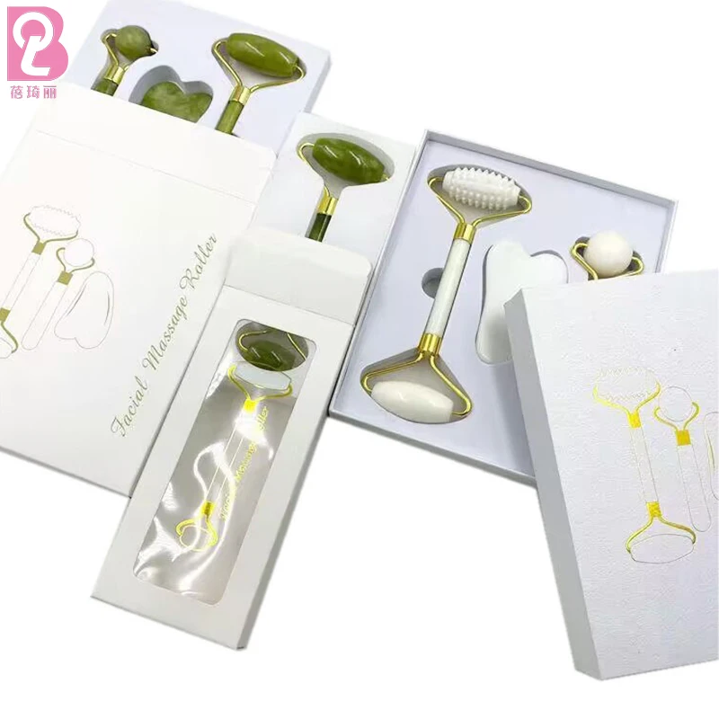 Beiqili Natural Crystal Stone Anti Aging Custom Logo Facial Tool Massage Set Xiuyan Jade Roller And Gua Sha For Face
