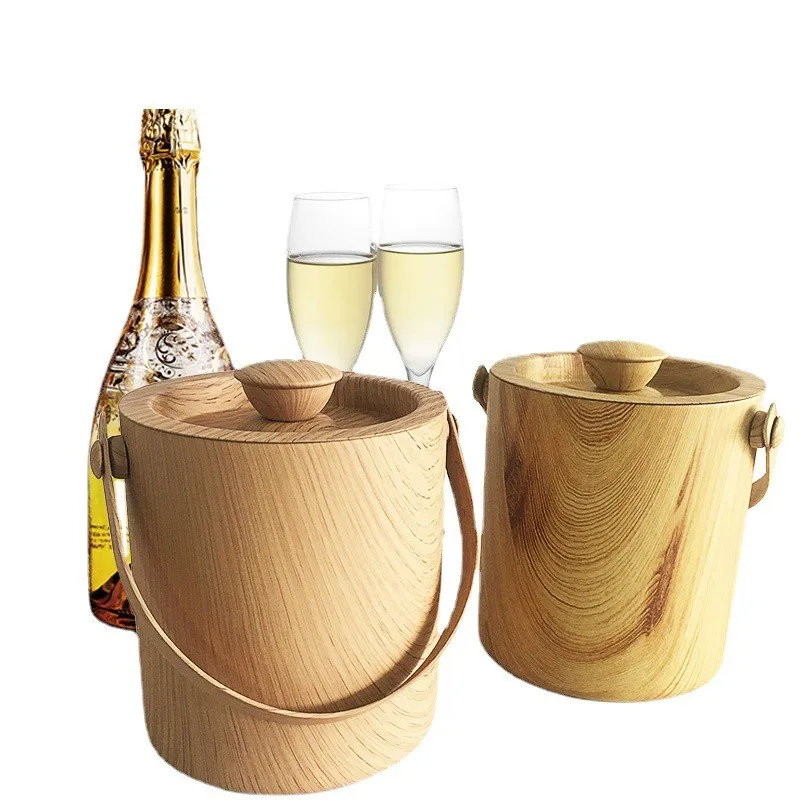 Custom Bar Home 1L Small Metal Wine Chiller Beer Cooler Double Wall Stainless Steel Mini Ice Bucket with Lid and Handle