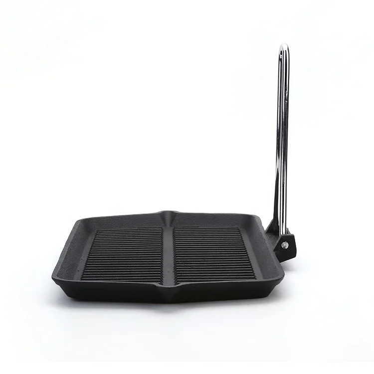 Foldable Large Frying Pan Non-Stick Portable Griddle Grill Pan with Folding Handle for Steak Meat Fish