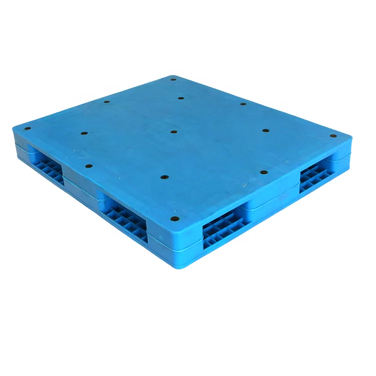 new design double faced plastic flat plastic pallet with seel bars