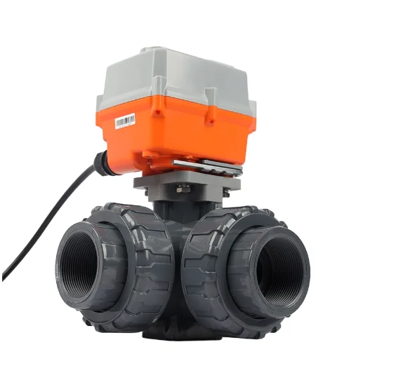 3 Way Motorized Ball Valve Plastic PVC UPVC Flow Control Motorized Electric Ball Valve for Water