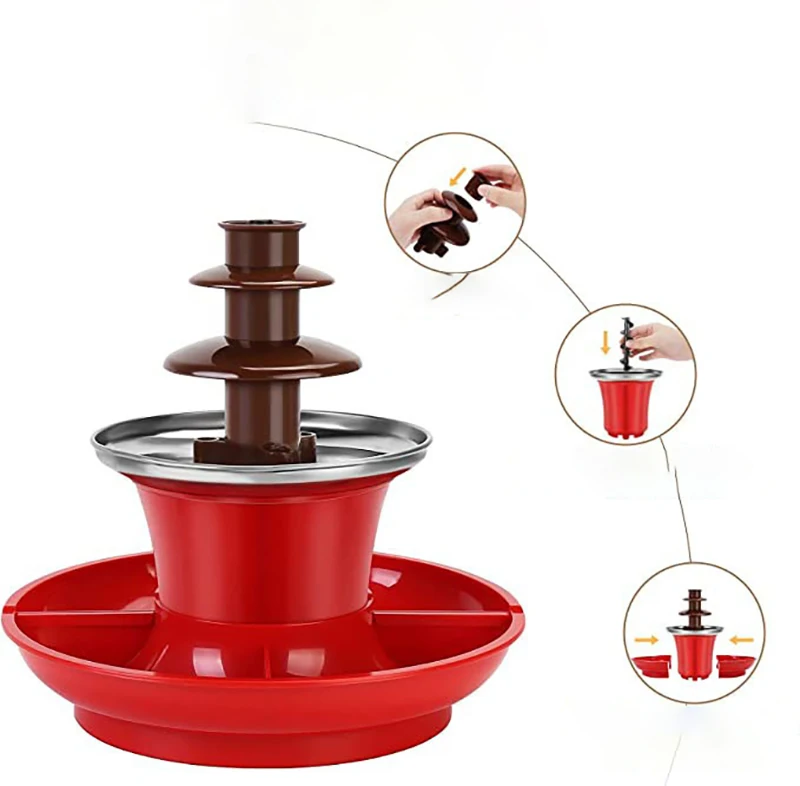 Three Layer Chocolate Fountain Machine Automatic Melting Tower Waterfall Hotpot Melting Machine Baking Spray Tower Crane