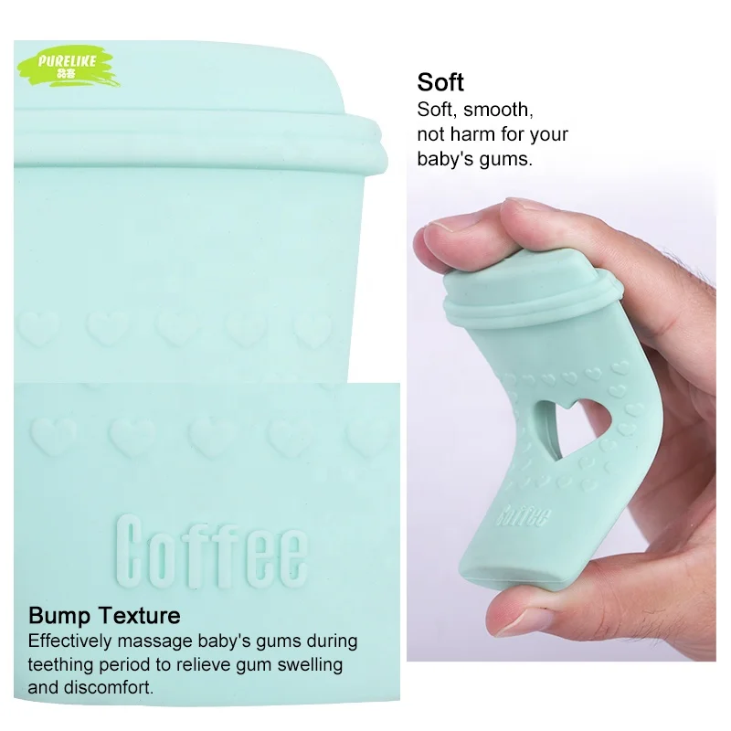 BPA Free Silicone Highly Effective Pain Relief Teethers Bubble Tea Teether with Pacifier Clip