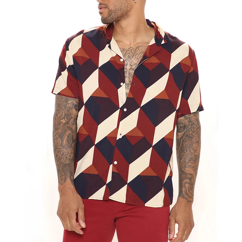 New Stripes High Quality Polyester Sublimation Bleach Shirt 3D Digital Printing Custom Button up Collared Shirts