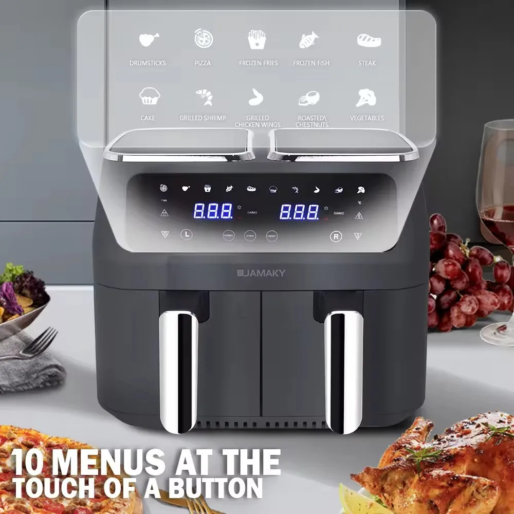 Dual Air Fryer with Two Cooking Zones Oil Free LED Display Digital large Capacity New Air Fryer