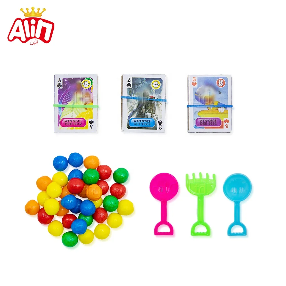 wholesale food supplier toys kids candy Shovel tool card colored candy