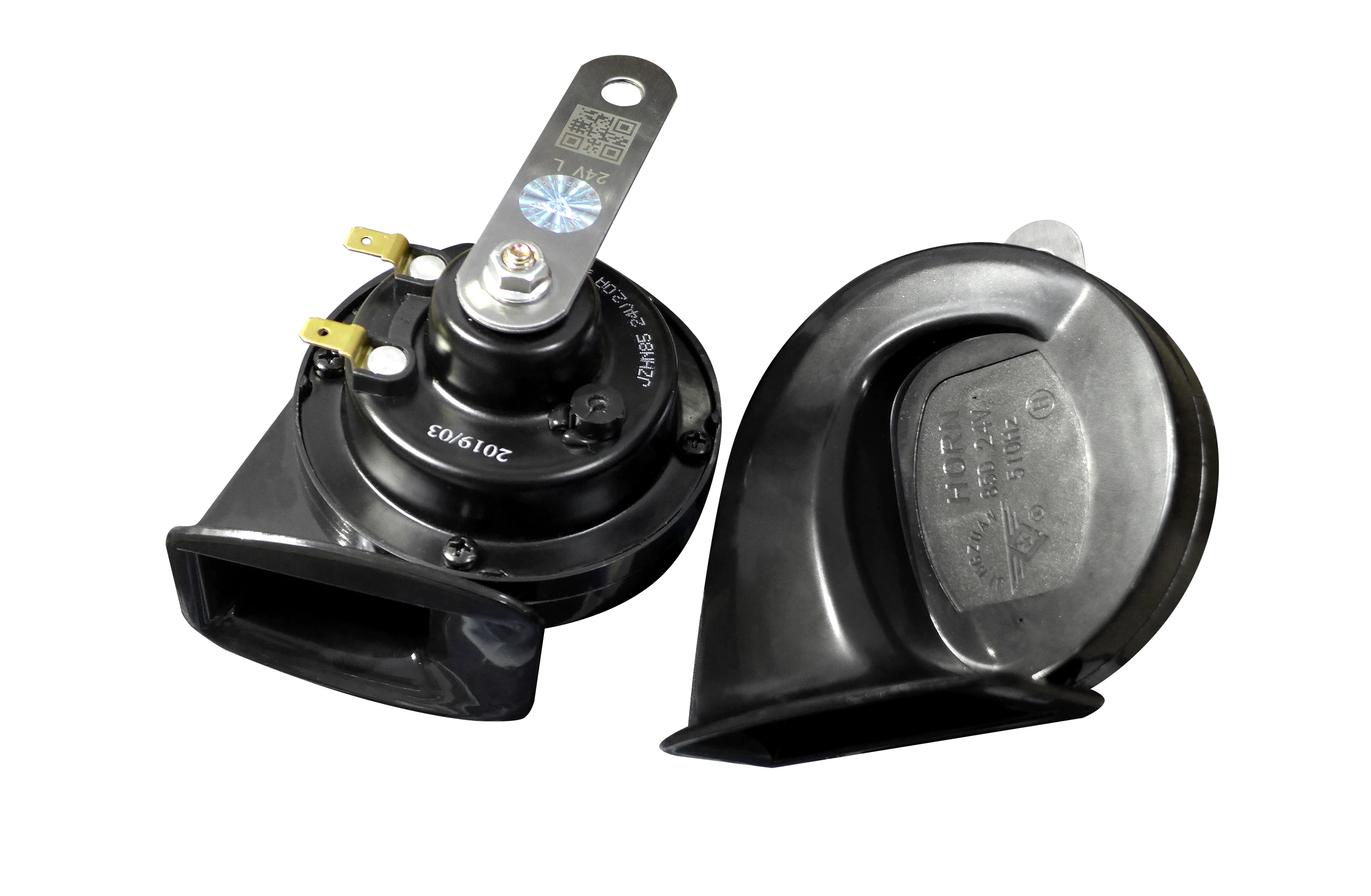 2 pcs Car Truck Refit Black Loud Dual-tone Snail Universal Electric Horn 12V 24v