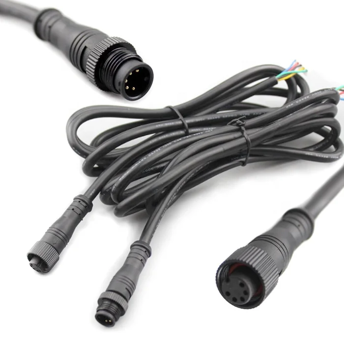 5 core waterproof cable outdoor m12 5P male and female plug power cord ip67 waterproof cable