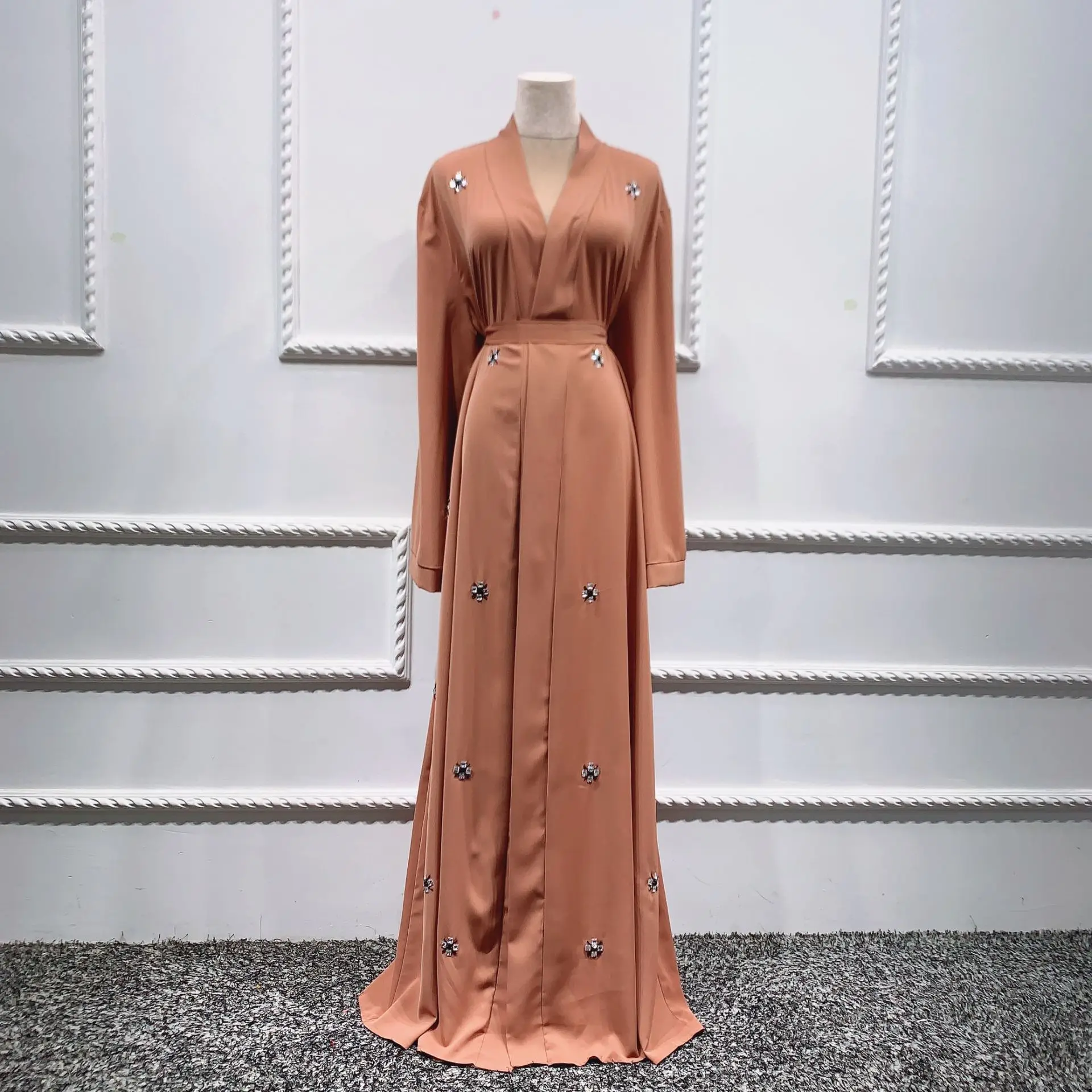 Abayas For Women Muslim Dress Kaftan Ramadan Dubai Hijab Fashion Beaded Open Abaya Cardigan Robe Islamic Middle East Turkish maxi dress ladies muslim