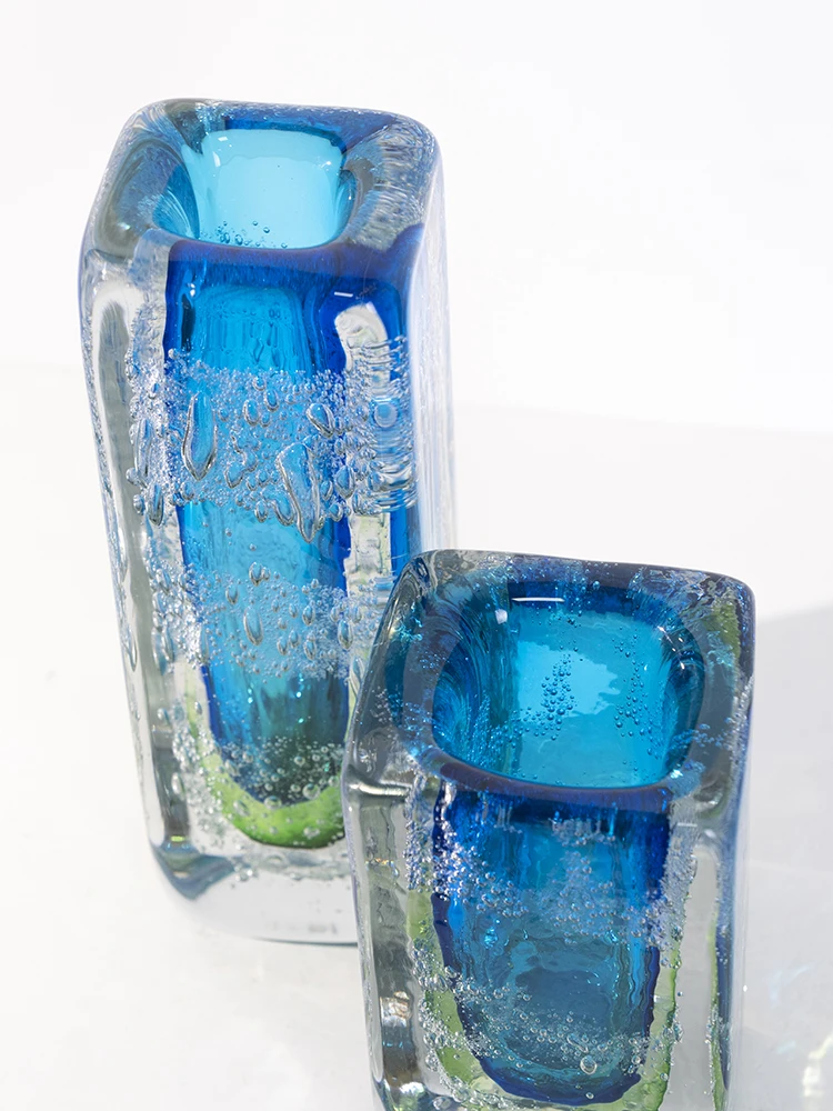 Luxury Home Decor Multicolor Abstract Art Crafts Desk Hand Blown Murano Glass Vase