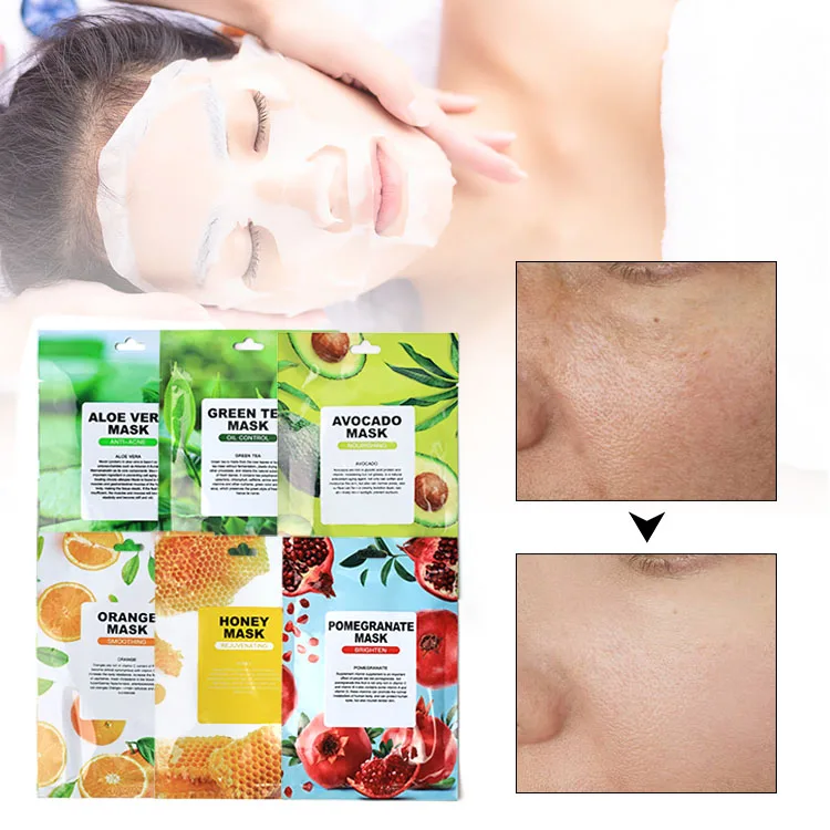 Wholesale Korean Beauty Green Tea Fruit Honey Face Mask Lightening Skin Care Moisturizing Masque Peel Off  Sheet Facial Masks