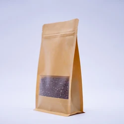 Reliable Supplier Kraft Paper Zipper Bag Flat Bottom High Quality Textures Brown Paper Bags
