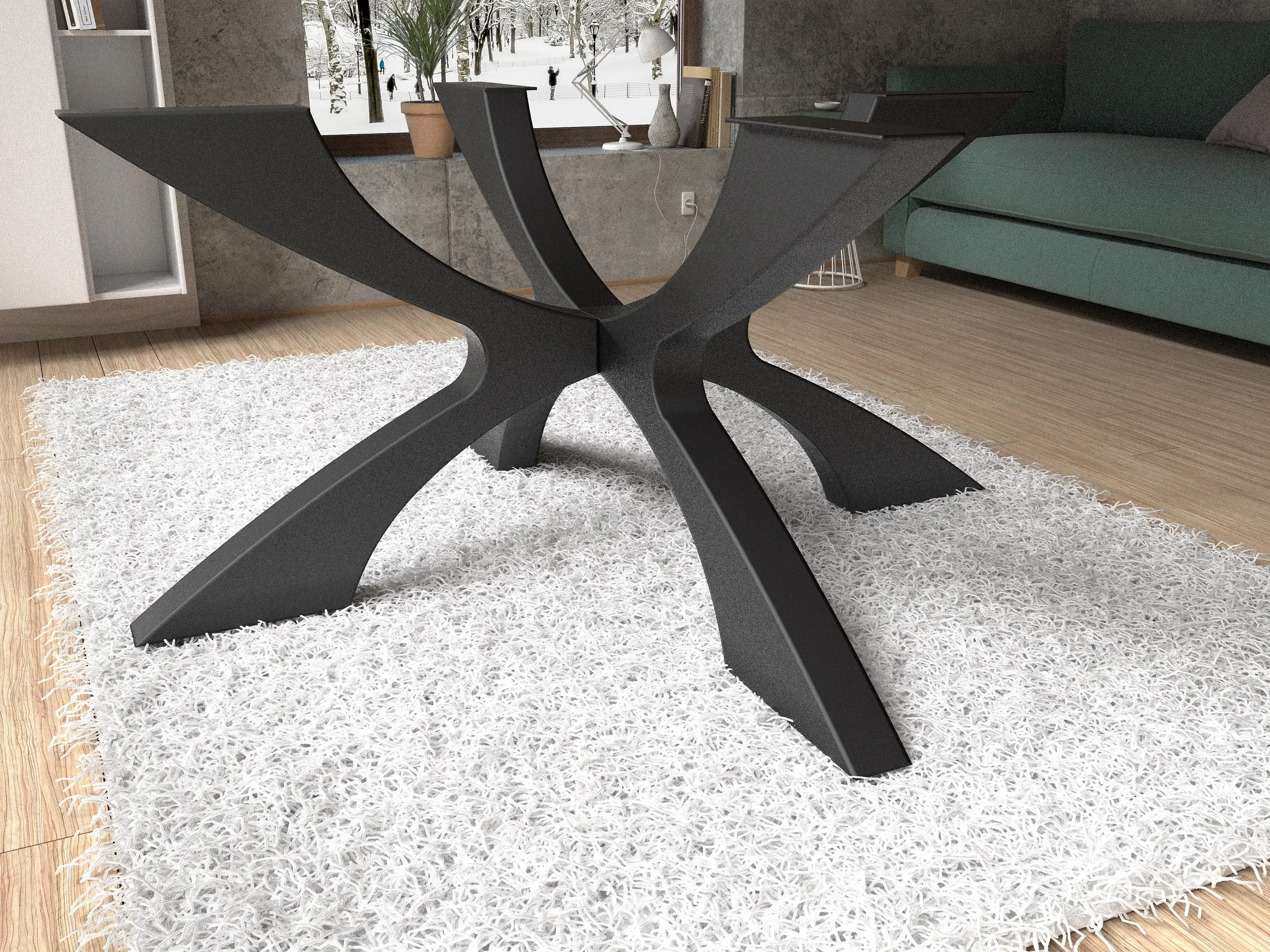 Unique Round Spider X Shape Metal Table Base Rectangular Spider Shaped Dining Table Legs Heavy-duty Metal Base