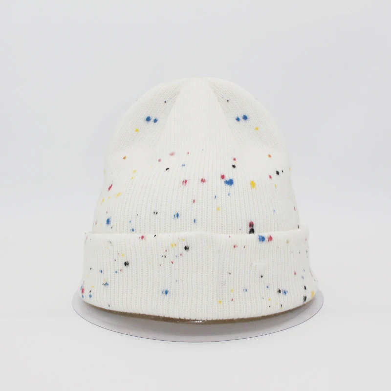 Двухслойная теплая шерстяная шапка с рисунком и рваными кожаными бирками модная мужская и женская холодная шапка без козырьков Складная вязаная шапка в стиле хип-хоп