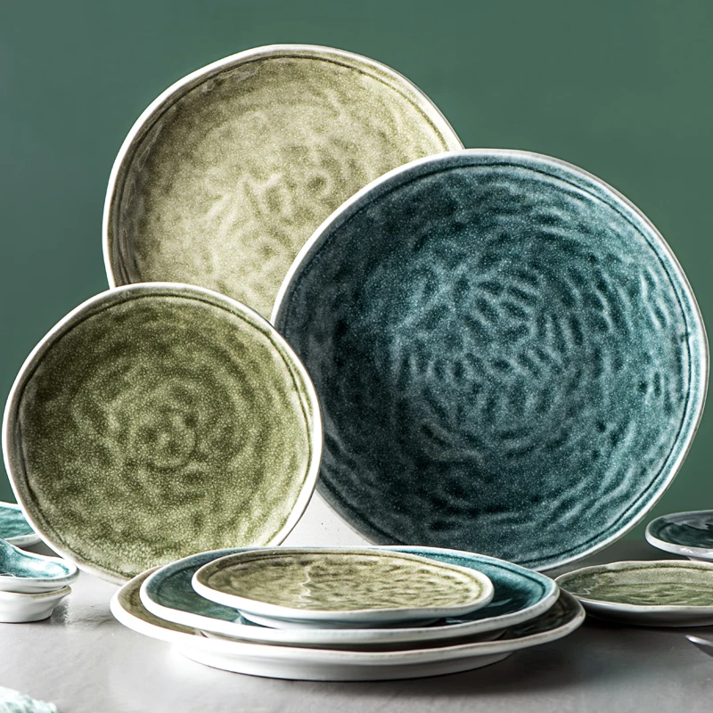 Hotel Restaurant Banquet Ceramic tableware Porcelain round flat dinner serving Plate plates sets dinnerware