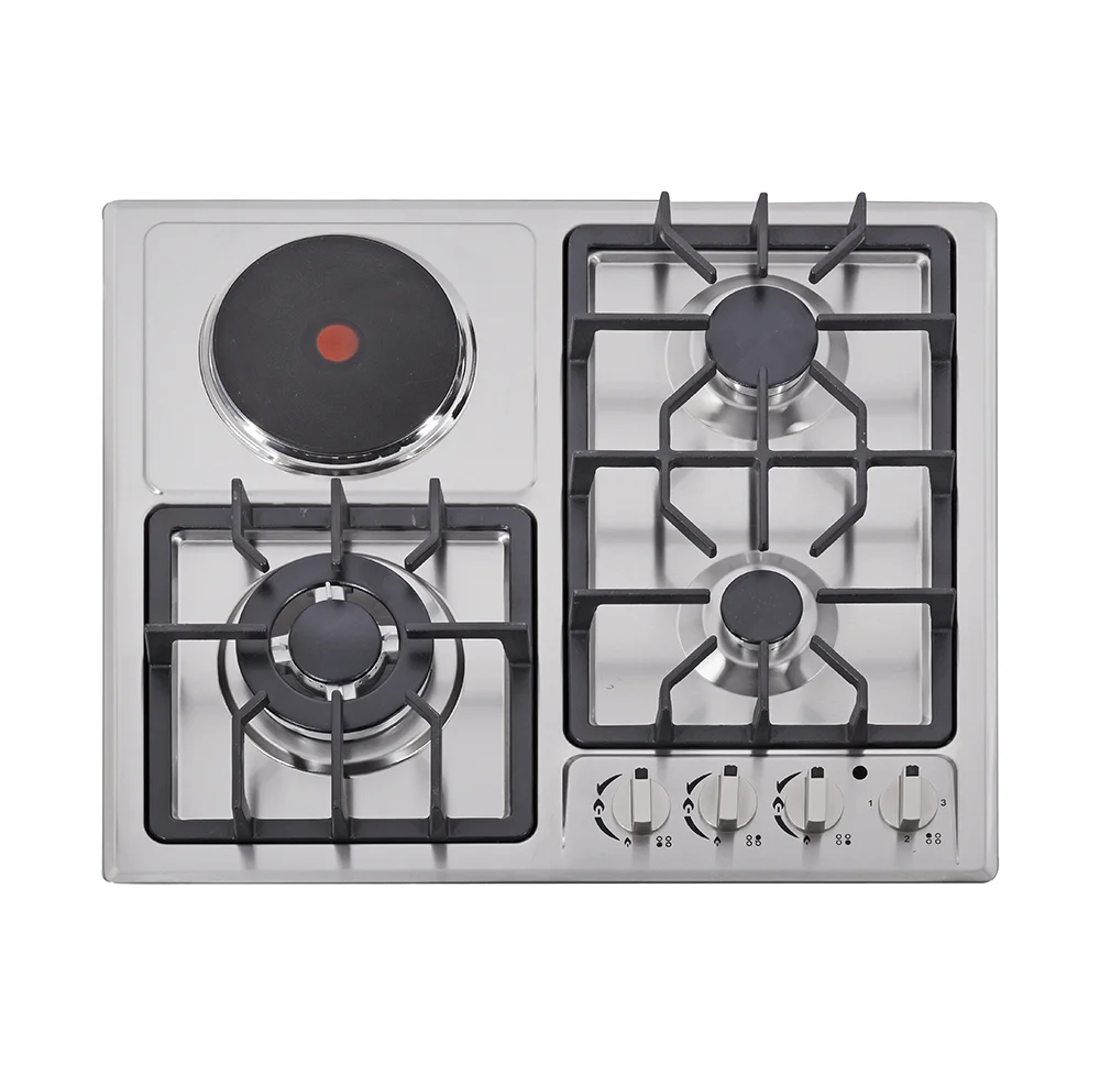 Silver Stainless Steel 3+1 Burner Built In Induction Cooker Household Gas Burner Ceramic Cooker Electric Ceramic Cooktop