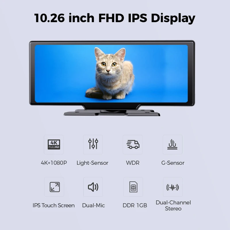 Portable 10.26 inch Wireless CarPlay Android Auto Touch Screen FM Transmit With Rear View Camera