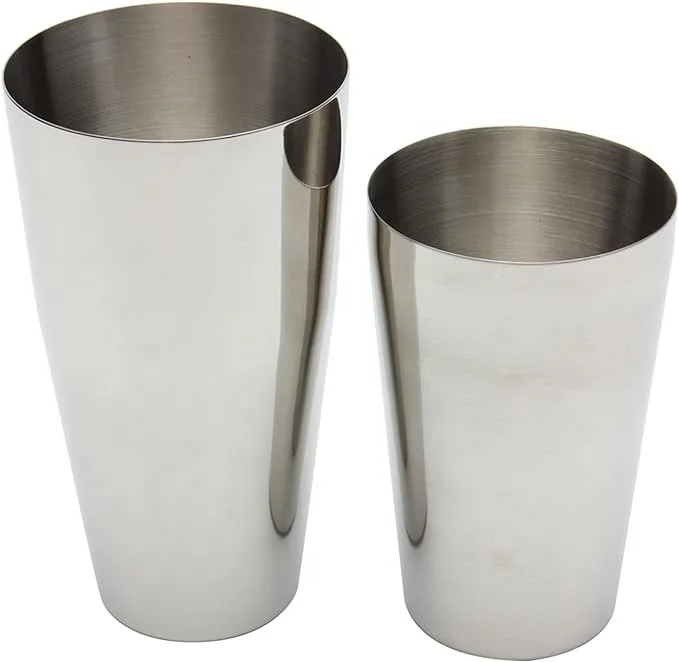 Cocktail Shaker Set Portable 2 -piece 18/8 Bar Shaker Set Silver Stainless Steel Martini Drink Boston Shaker