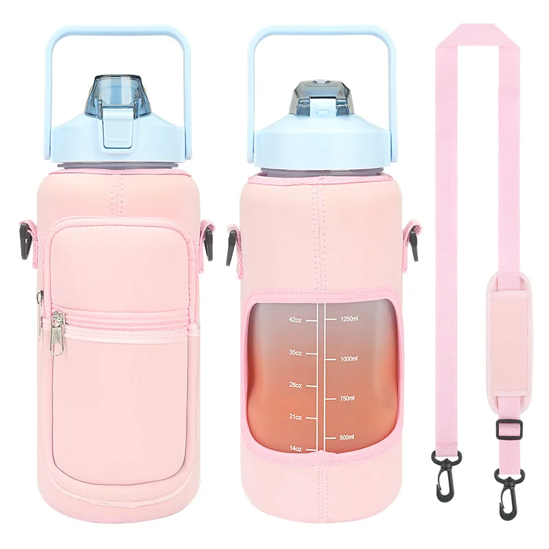 water bottle with Straw Sleeve Place cell phone bag
