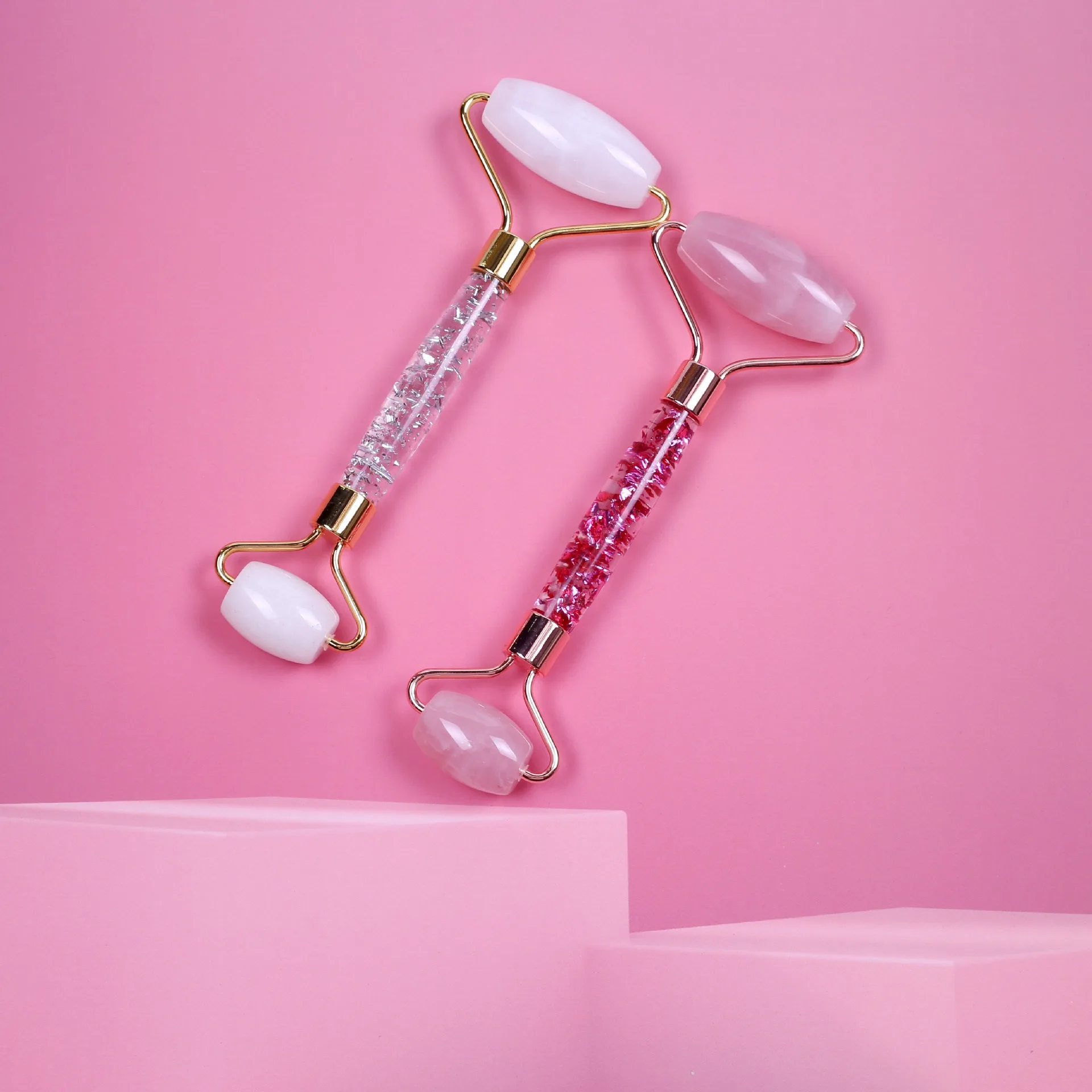 Double-Head Multi-purpose Massage Stick Roller Resin Handle Jade Face Health Care Firming Skin Scraping Relaxing Tendons