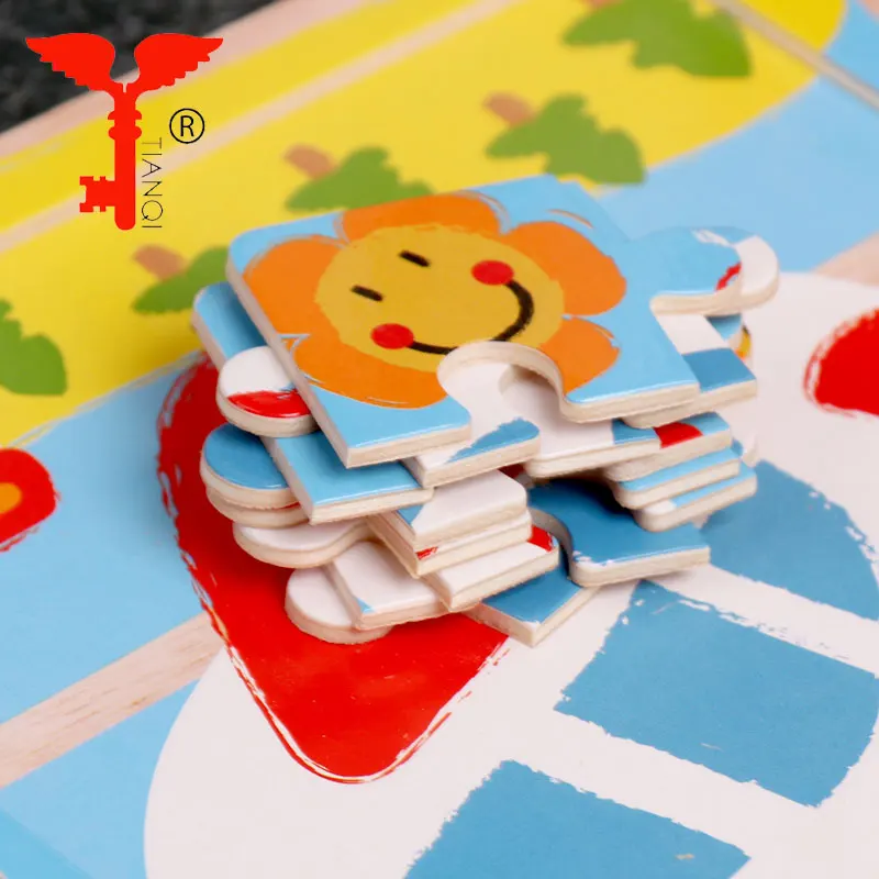 Custom Educational Wooden Cartoon Animals Vehicle Baby Child Plane Puzzles