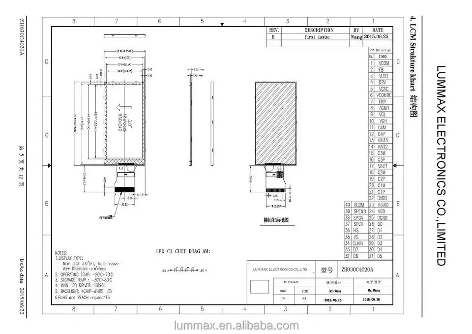 0.96 inch IPS tft lcd display module 80x160 dots High Luminance tft screen touch panel optional