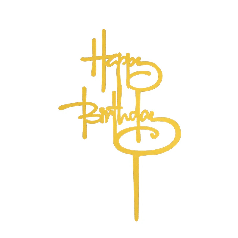 Wholesale Cupcake Decoration Happy Birthday Topper For Party Anniversary Gold Silver Acrylic Cake Toppers