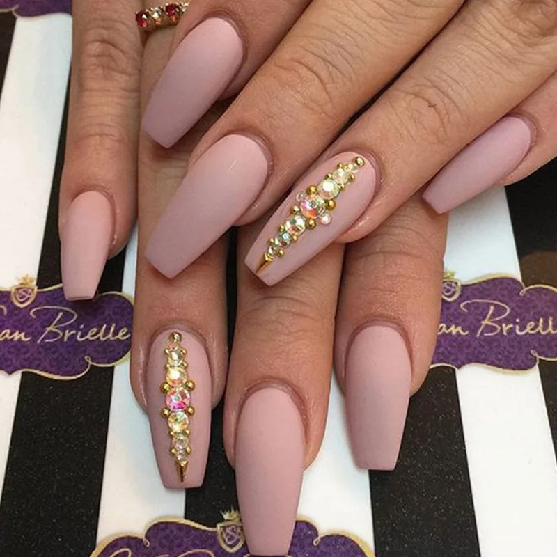 2022 New Fashion Press On Nails With Diamond Full Cover Jelly Glue Press On Nail Hot Sale False Nails