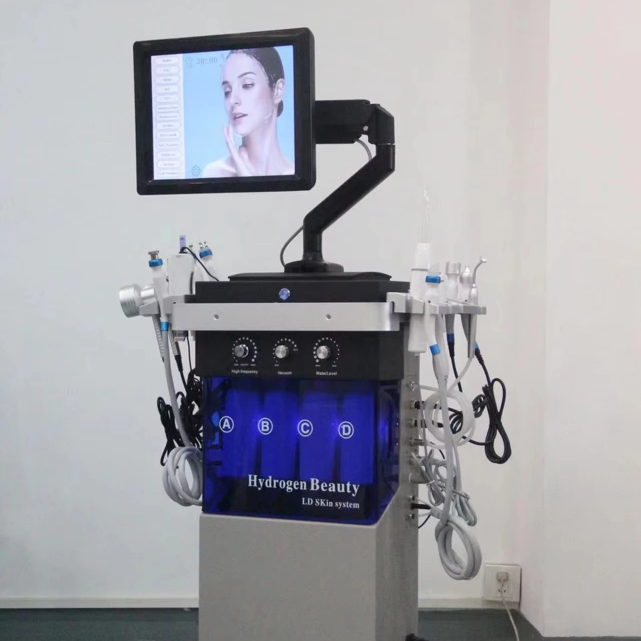 360 rotating screen model 14 in 1 galvanic facial machine diamond dermabrasion device skin scrubber facial steaming machine