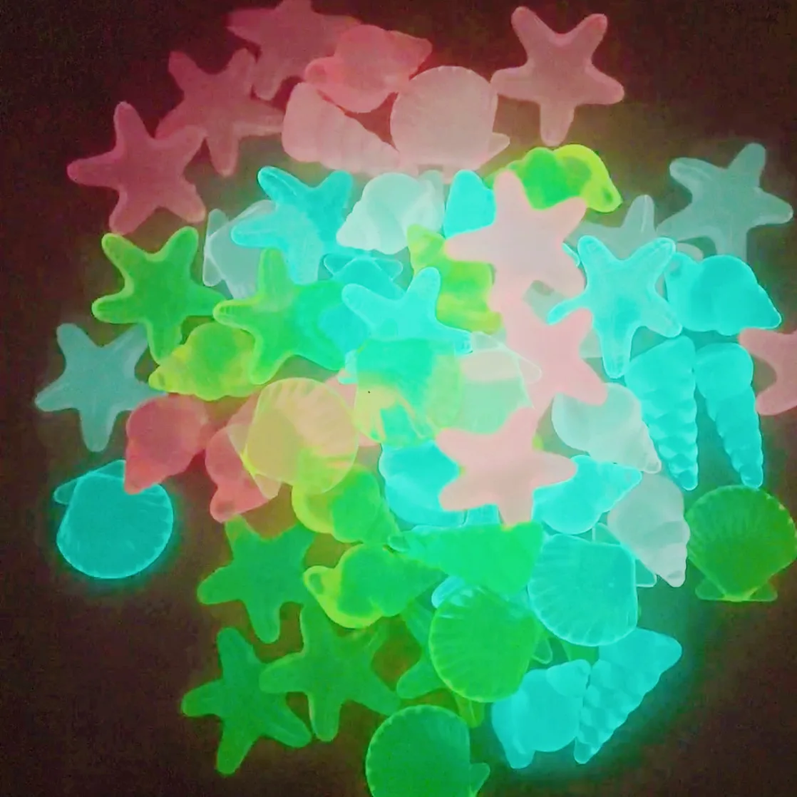 Glow In Dark Pebbles Wholesale Oceans Starfish Shell Conch Hippocampus Glow In The Dark Stone For Wedding Home Garden Decoration