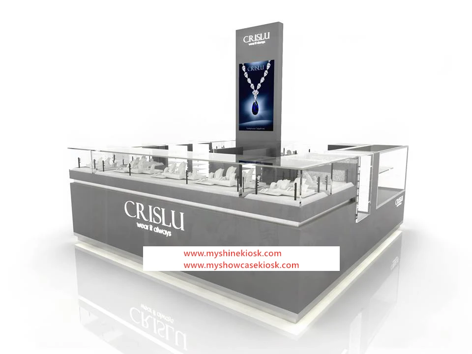 Luxury jewelry glass displays sets jewellery display kiosk for Jewelry Display Showcase