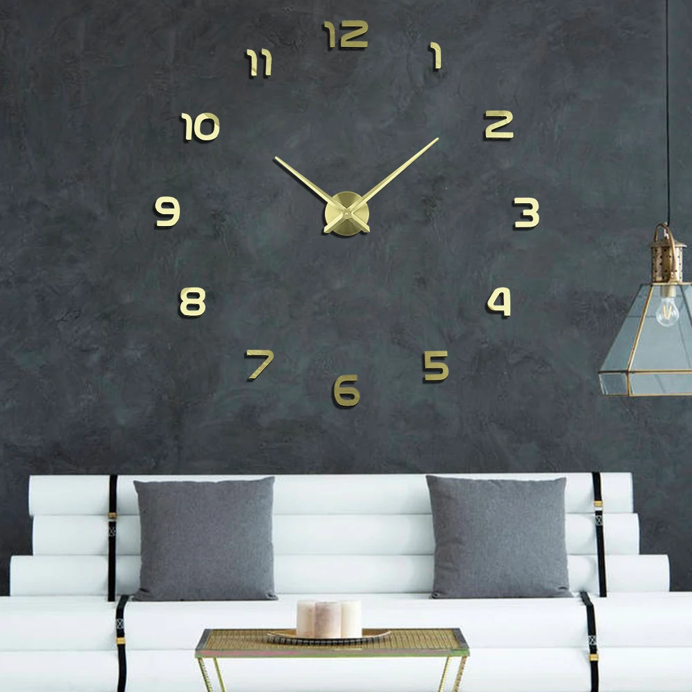 Large DIY 3D numbers acrylic sticker cheap clock wall Home Decorative modern Big 3D numbers DIY wall clocks wholesale