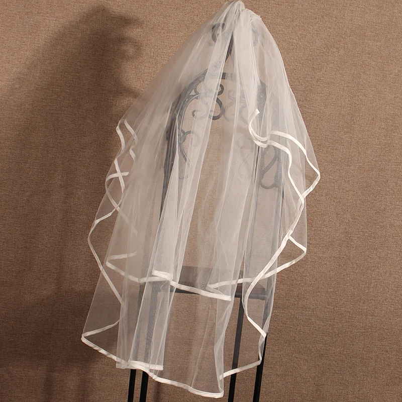 2019 New White Simplicity Two-layer High Quality Wedding Bridal Women Veil with Comb