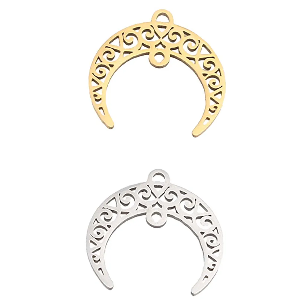 304 stainless steel moon pendants gold color charms 1767197