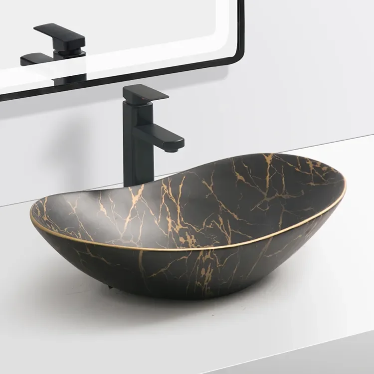 Sink Lavabo Art Marble Hand Wash Basin Countertop Marble Bathroom Waschbecken Ceramic White Modern Rectangle Hotel Drainer 9L