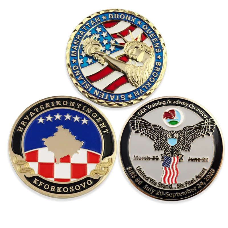 Персонализированная 3d эмалированная монета американского Орла на заказ позолоченная металлическая США