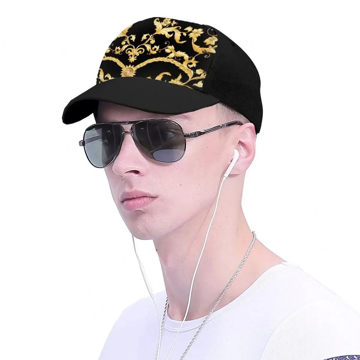 
Hot Selling Outdoor Sun Cap Baseball Sports Cap Outdoor High Quality Cap Leopard And Chain Custom Pattern 