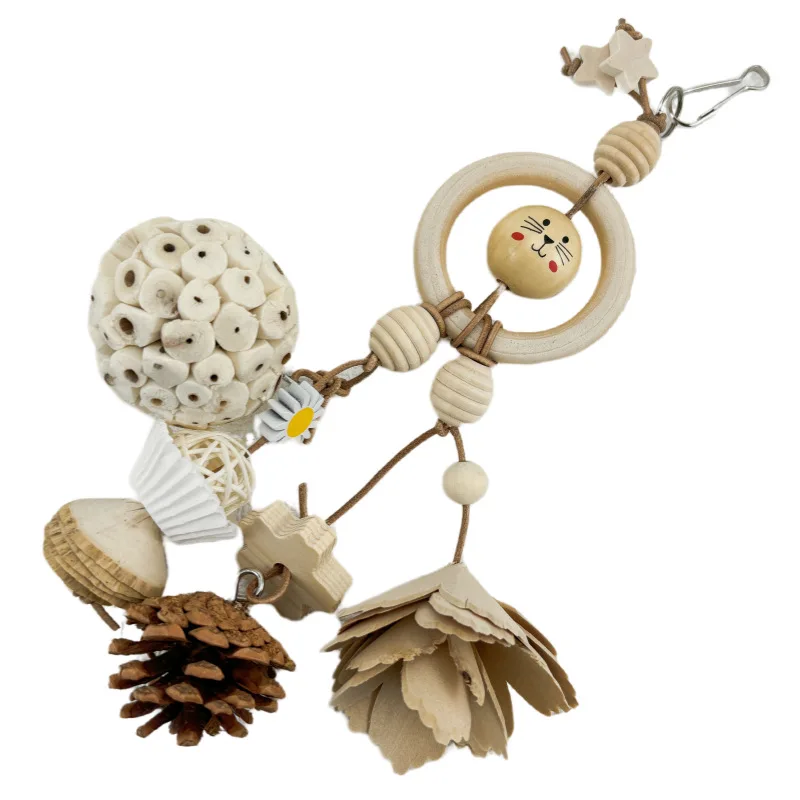 Wooden environmental protection rattan parrot hamster gnawing string pet bird toy