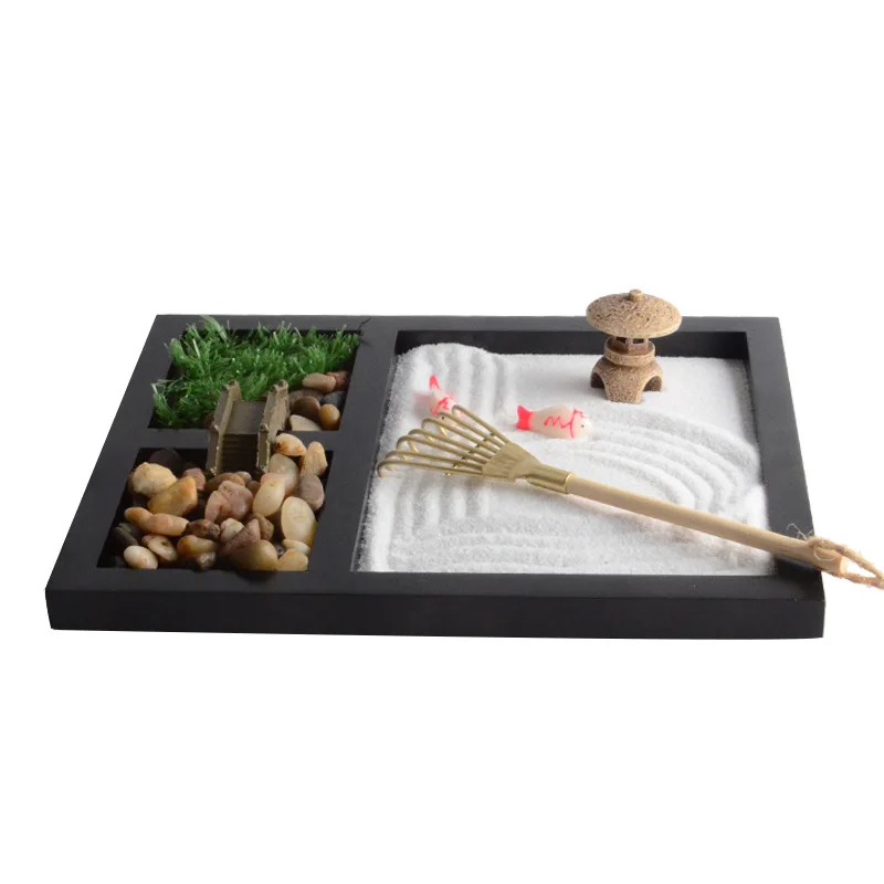 Factory Price Sale Desktop Japanese Mini Kit Zen Garden Gift Set With Rake For Home Decoration