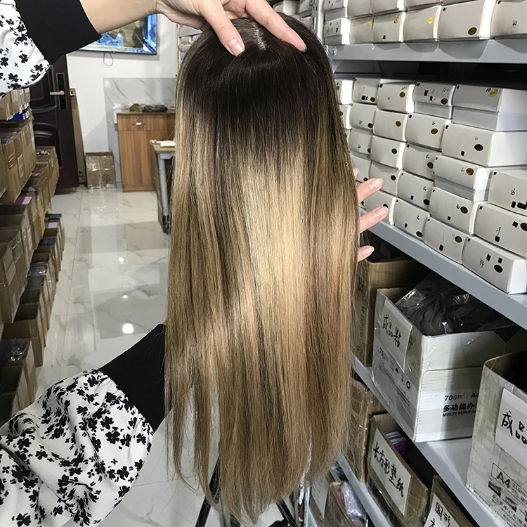 High quality European Breathable lace Base Virgin Remy unprocessed Human Hair Piece Straight free parting Human Hair Toppers