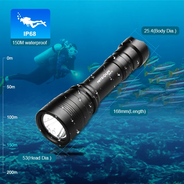 New Professional Diving Flashlight Powerful 1000 lumen LED Diving Light Safety Lights Waterproof Underwater Torch