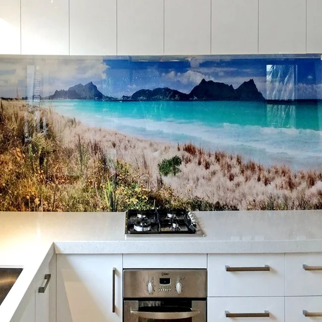5mm 6mm toughened tempered silkscreen color glass kitchen glass splashback