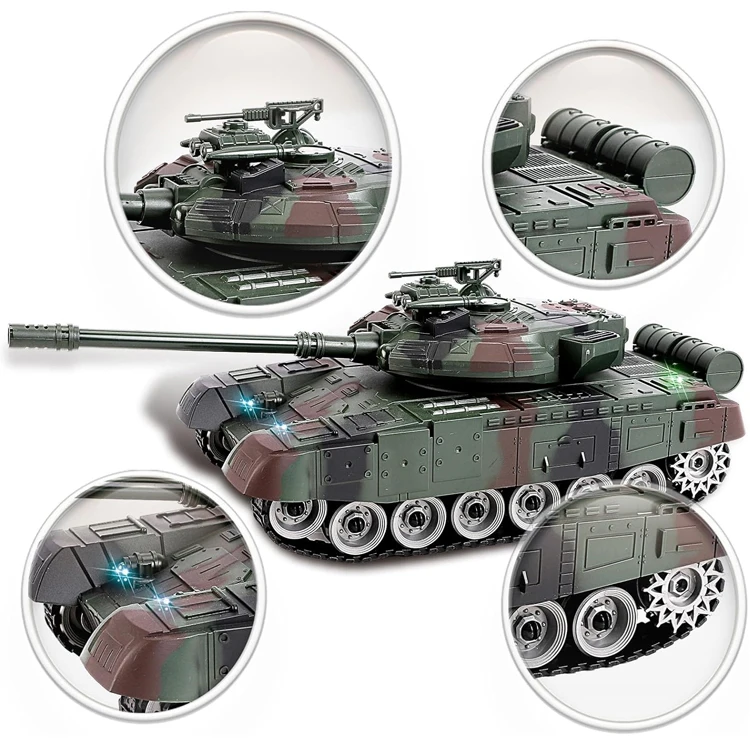Children High quality 2.4GHz Simulation RC Tank With Music Lights Remote Control Radio Fight Toy Military Model for Kids