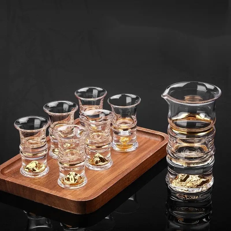 Бамбуковая чашка в китайском стиле Набор очков с золотым принтом baijiu