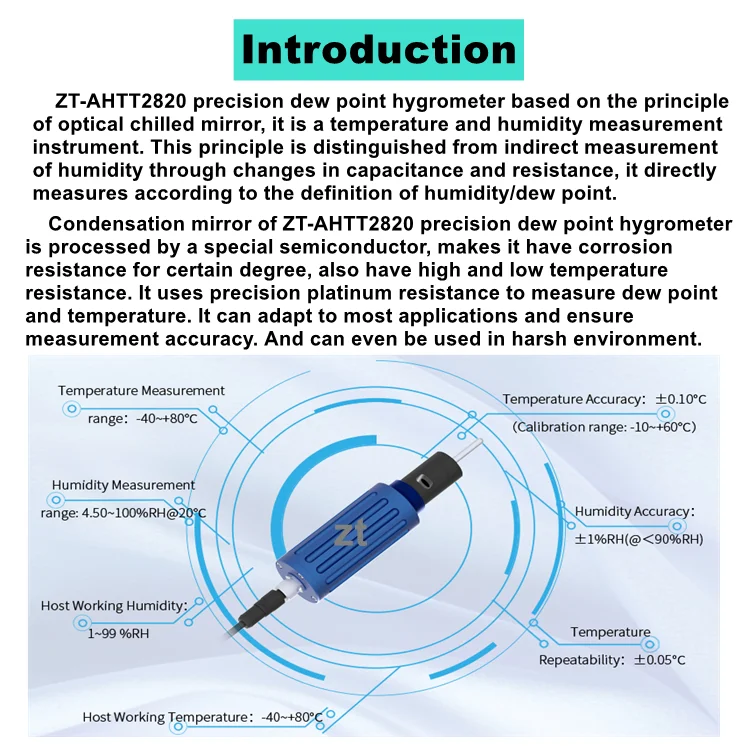 Optical chilled mirror temperature and humidity sensor/dew point meter for power elec-tronics industry