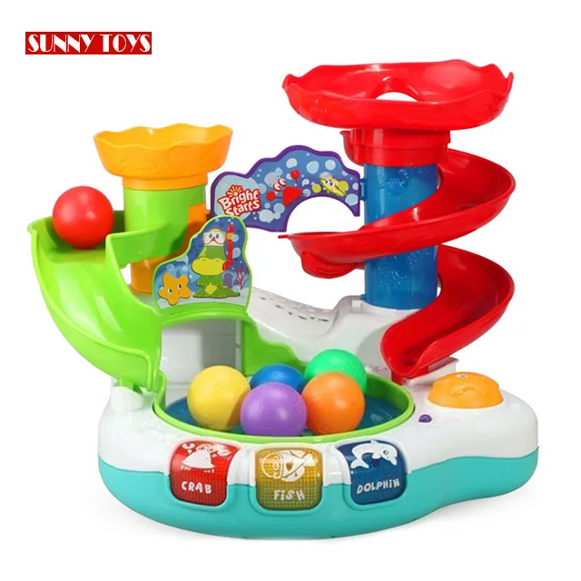 easy to play kids educational revolving ball marble run toy set electric rolling ball toys with slide track