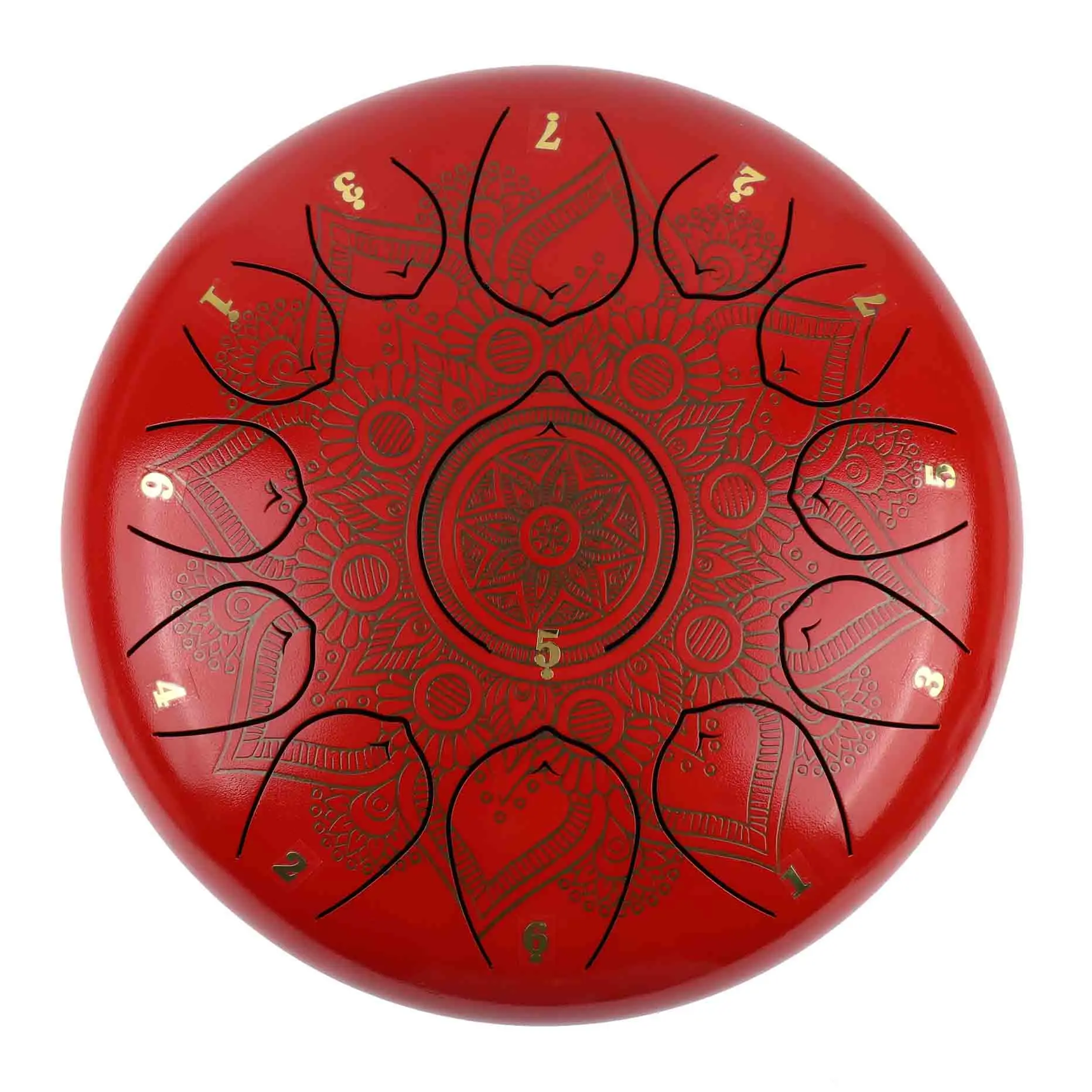 Made in China high cost performance engraving red 12 inches 13 tone Tank Handpan drum toy hunk drum Steel tongue drum