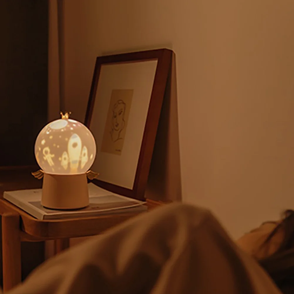 Romantic Lamp Rotating with Music for Girls Children Star Bedroom Sleeping Lamp